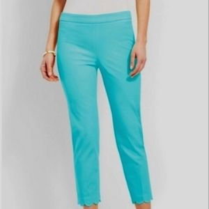 Talbots Chatham Crop Scalloped Blue Pants Size 4